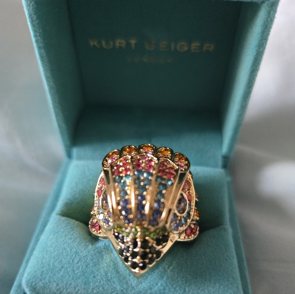 Kurt Geiger Gold Ring with Multicolor Gemstones - Picture 1 of 3